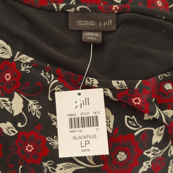 J. Jill Wearever Collection Red and Black Floral Blouse (Large Petite) - Picture 6 of 7